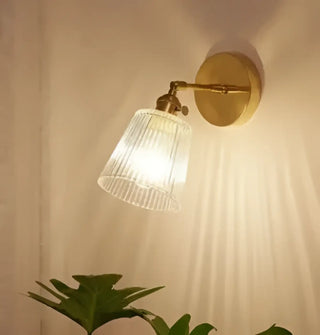 Gold ribbed glass wall lamp – Scandinavian minimalist 15cm