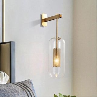 Sleek black wall sconce with glass tube – E27 8W 3000K 12×52cm
