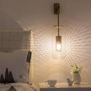 Black slim metal wall sconce front view – glass E27 indoor lighting