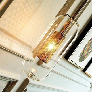 Tall black wall sconce close-up – metal glass E27 8W 52cm design
