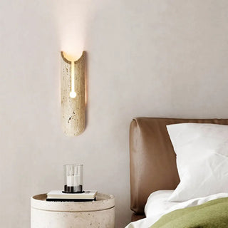 Beige rock wall sconce side view – dimmable LED 7W 3000K natural