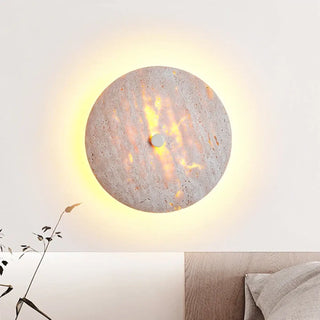 Beige stone wall sconce medium size 30cm diameter halo
