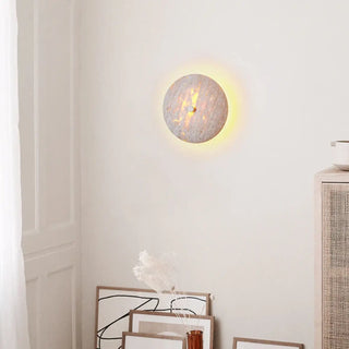 Natural stone wall sconce beige mineral rock halo 20cm