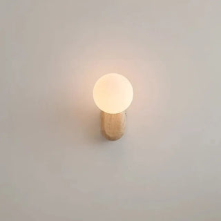 Minimalist wood and opal glass wall sconce G9 – brown beige Ø15cm