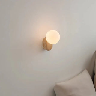 Wood opal globe wall sconce dimmable G9 – beige Ø15×27cm 1500g