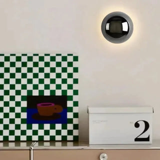 Black ball wall lamp E27 LED metal acrylic S minimalist