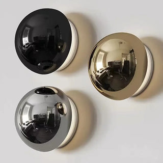 Black minimalist ball wall sconce E27 LED large M size metal