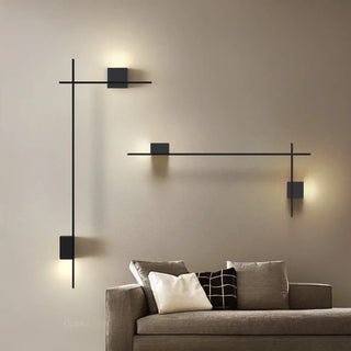 geometric black wall sconce LED 2-light – modern 60×120cm