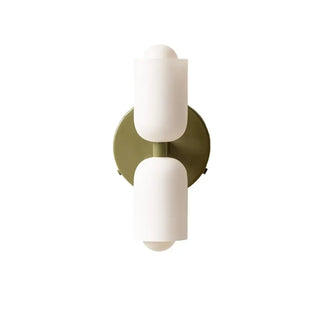 Double opaline diffuser wall sconce green modern