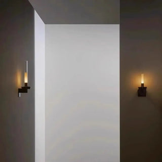 Black wall sconce candle effect – close-up texture detail