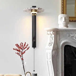 Black minimalist wall sconce with marble base – dimmable LED 3000K