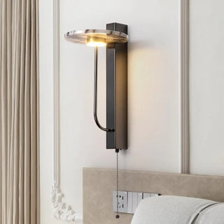 Sleek black LED wall sconce close-up – marble base 5W dimmable modern