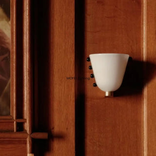 White glass wall sconce E27 IP65 natural light 4500K