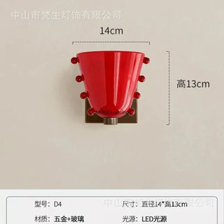 Red colored glass wall sconce E27 accent light