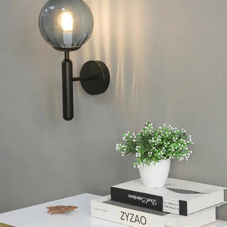 Smoked glass ball wall sconce E14 gray black metal