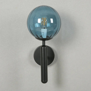 Blue smoked glass wall sconce E14 modern 15cm