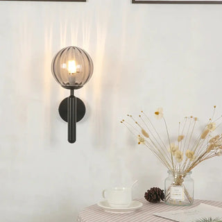 Smoked glass sconce installed view bedroom E14