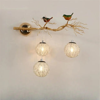 SYLVANA Art Deco gold branch wall light with birds