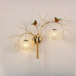 SYLVANA golden branch wall sconce with decorative birds