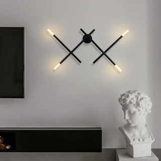 Black modern geometric cross wall sconce – 66cm LED