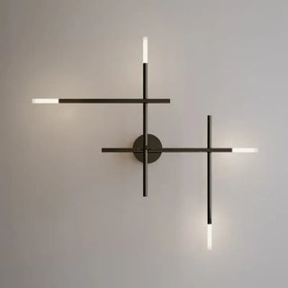 Geometric cross LED wall sconce 66W – black metal 66cm