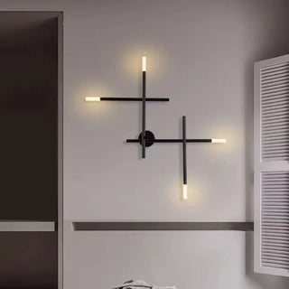 Black geometric LED wall sconce – 66×66cm modern design