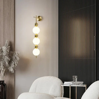 Art deco 3-ball wall sconce gold LED dimmable large