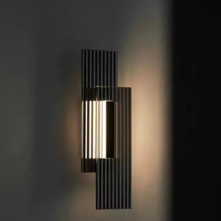 Modern striped metal wall sconce E27 – black finish 15×40cm
