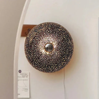 Glass donut wall sconce E27 black – dimmable 30cm ring front view