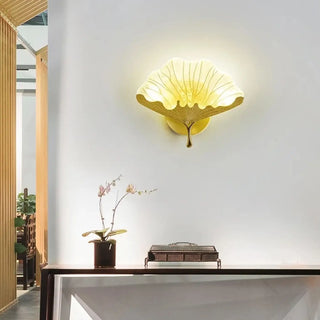 Gold leaf modern wall lamp LED dimmable side view