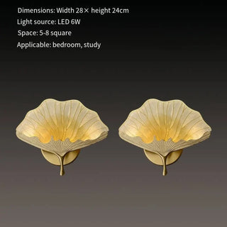 Gilded leaf wall light LED 6W modern bedroom