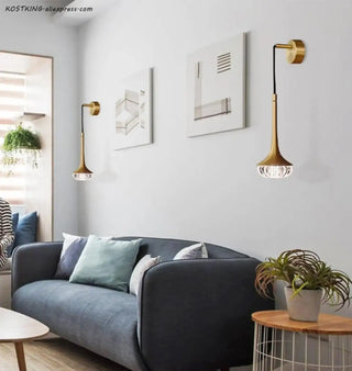 Brass glass sconce warm 3000K diffused light detail