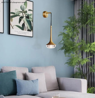 Brass floral wall sconce 41cm – elegant side angle