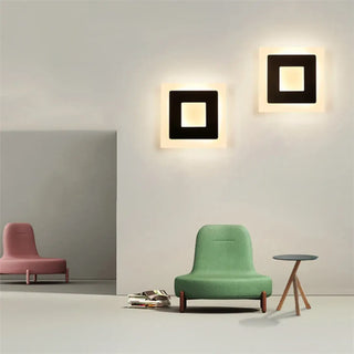 Square LED wall sconce 16cm black modern living room