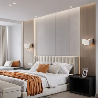 White geometric LED wall sconce IP65 – modern front view