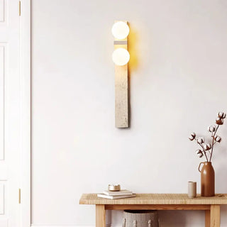 Scone stone LED wall sconce close-up texture detail