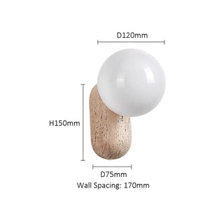 Natural stone ceramic globe wall sconce G9 LED – close-up detail