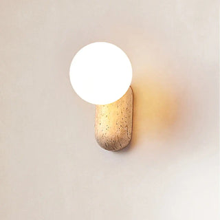 Natural stone ceramic globe wall sconce G9 LED beige modern