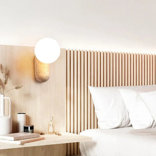 Stone ceramic globe wall light G9 LED organic beige indoor