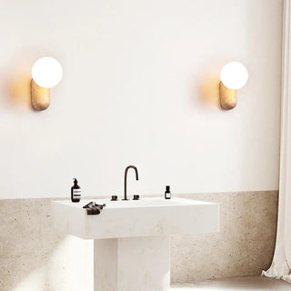 Organic stone globe wall sconce G9 LED natural ceramic beige