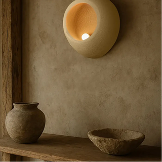 beige polystyrene wall sconce – shape E G4 LED modern