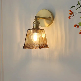 Smoked glass wall sconce E27 amber gold option A 14cm