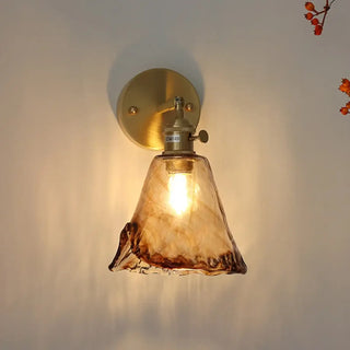 Modern glass wall light gold amber B option 15.5cm