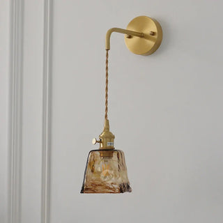 Smoked glass wall sconce C option 17cm warm amber glow
