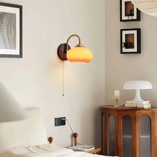 Yellow retro wall lamp – vintage IP65 glass metal bracket