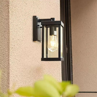 CLARI Black Exterior Sconce – Clear Glass Modern Outdoor Wall Lamp
