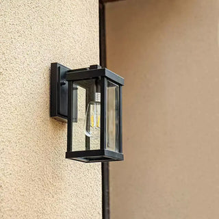 CLARI Contemporary Black Outdoor Light – Clear Glass Wall Sconce