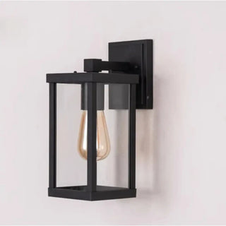 CLARI Modern Exterior Wall Light – Black and Clear Glass Outdoor Sconce