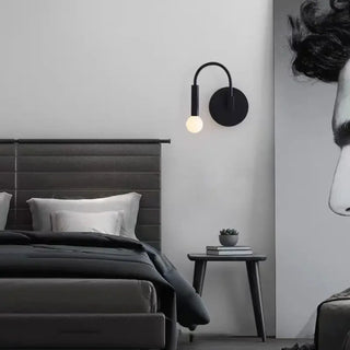 Black minimalist hotel room wall light front view