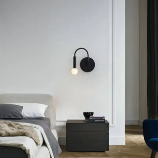 Minimalist wall lamp black hotel room side view